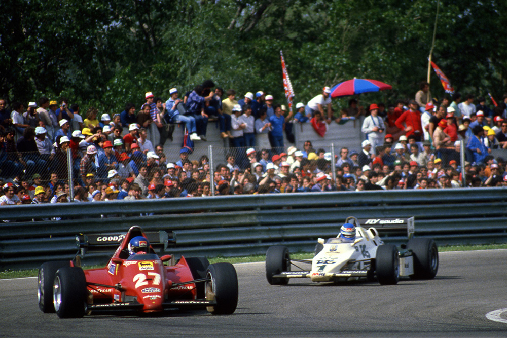 Race winner Patrick Tambay leads Keke Rosberg's Williams FW08C.