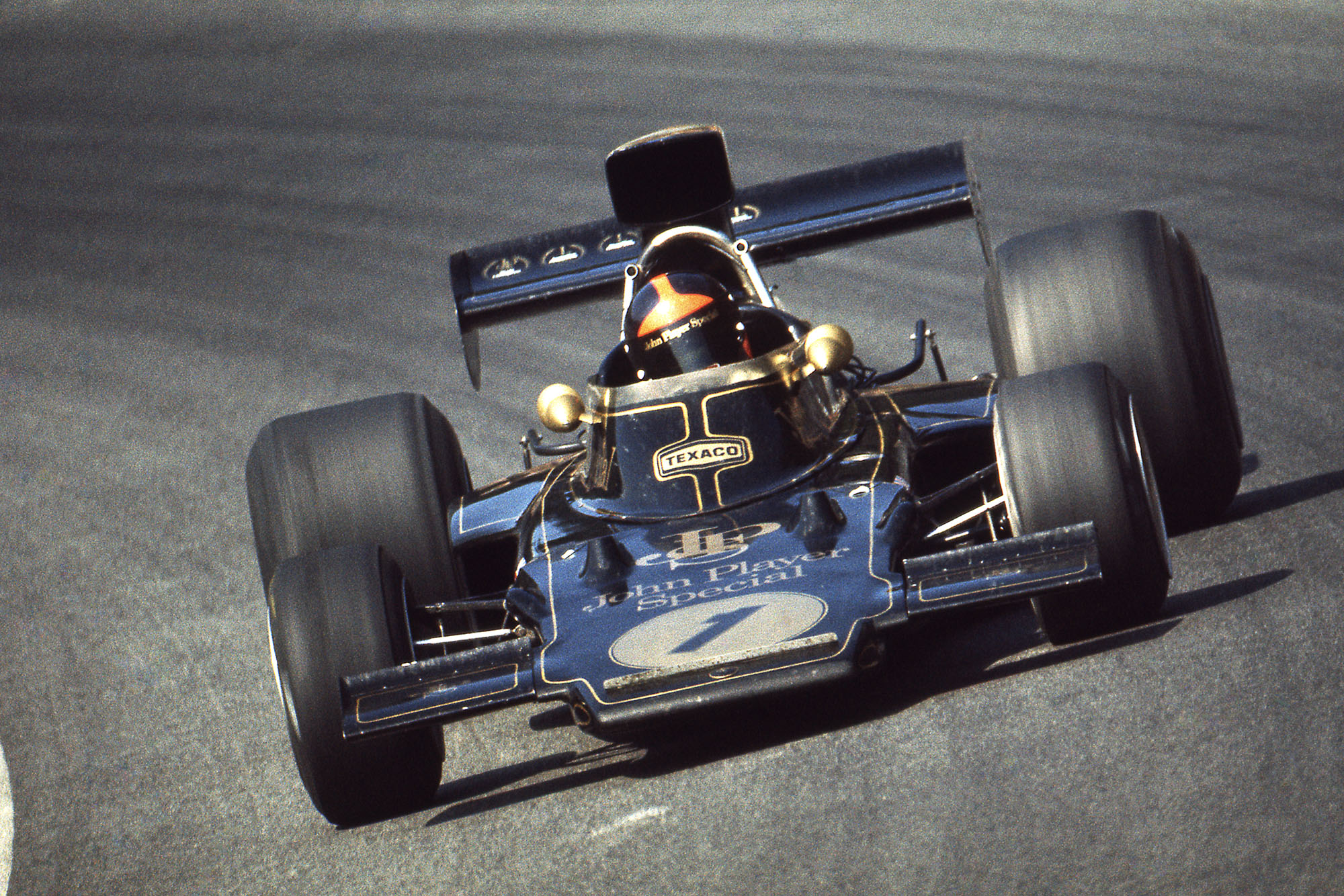 Emerson Fittipaldi driving for Lotus at the 1973 Austrain Grand Prix.