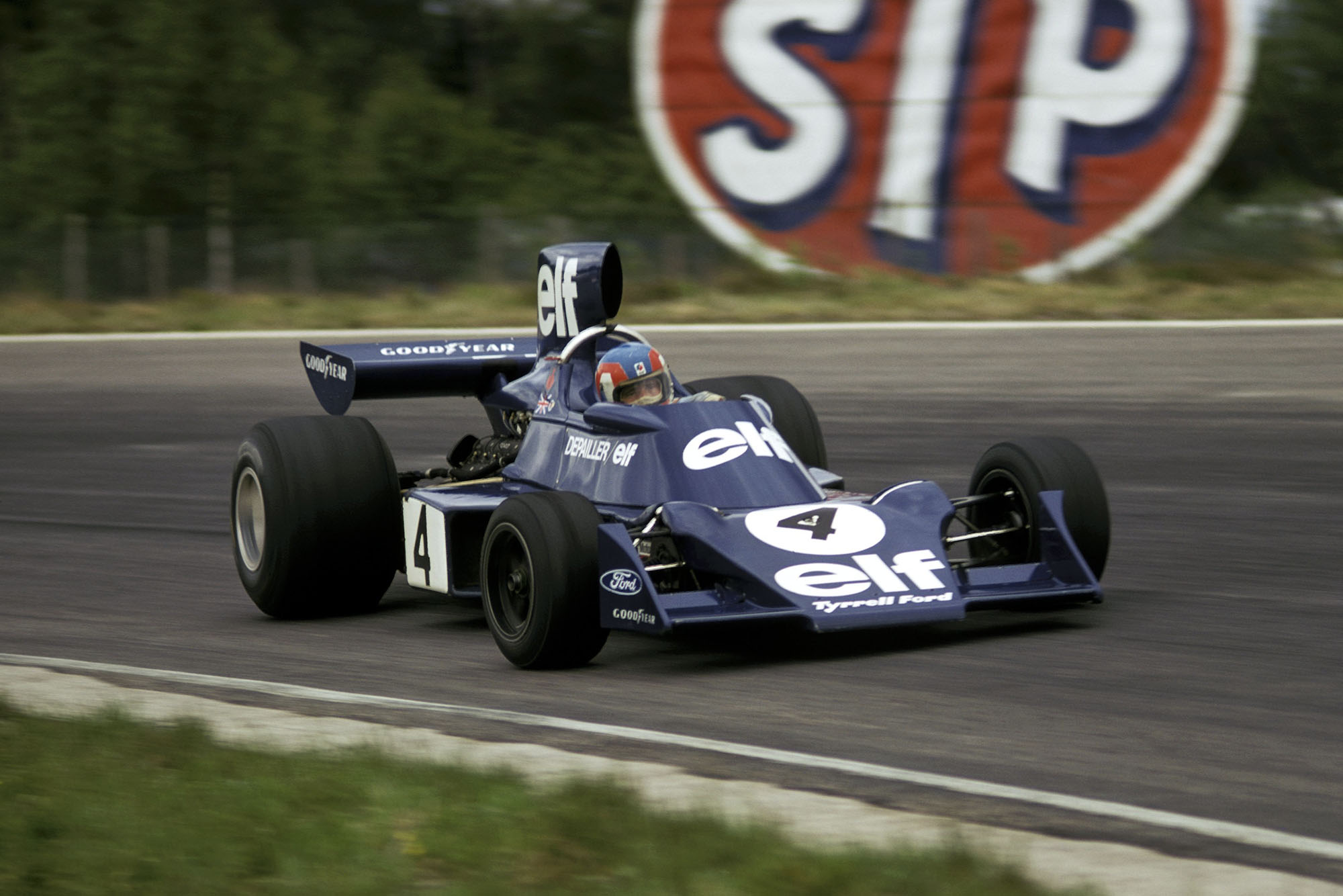 Patrick Depailler competing for Tyrrell at the 1974 Swedish Grand Prix.