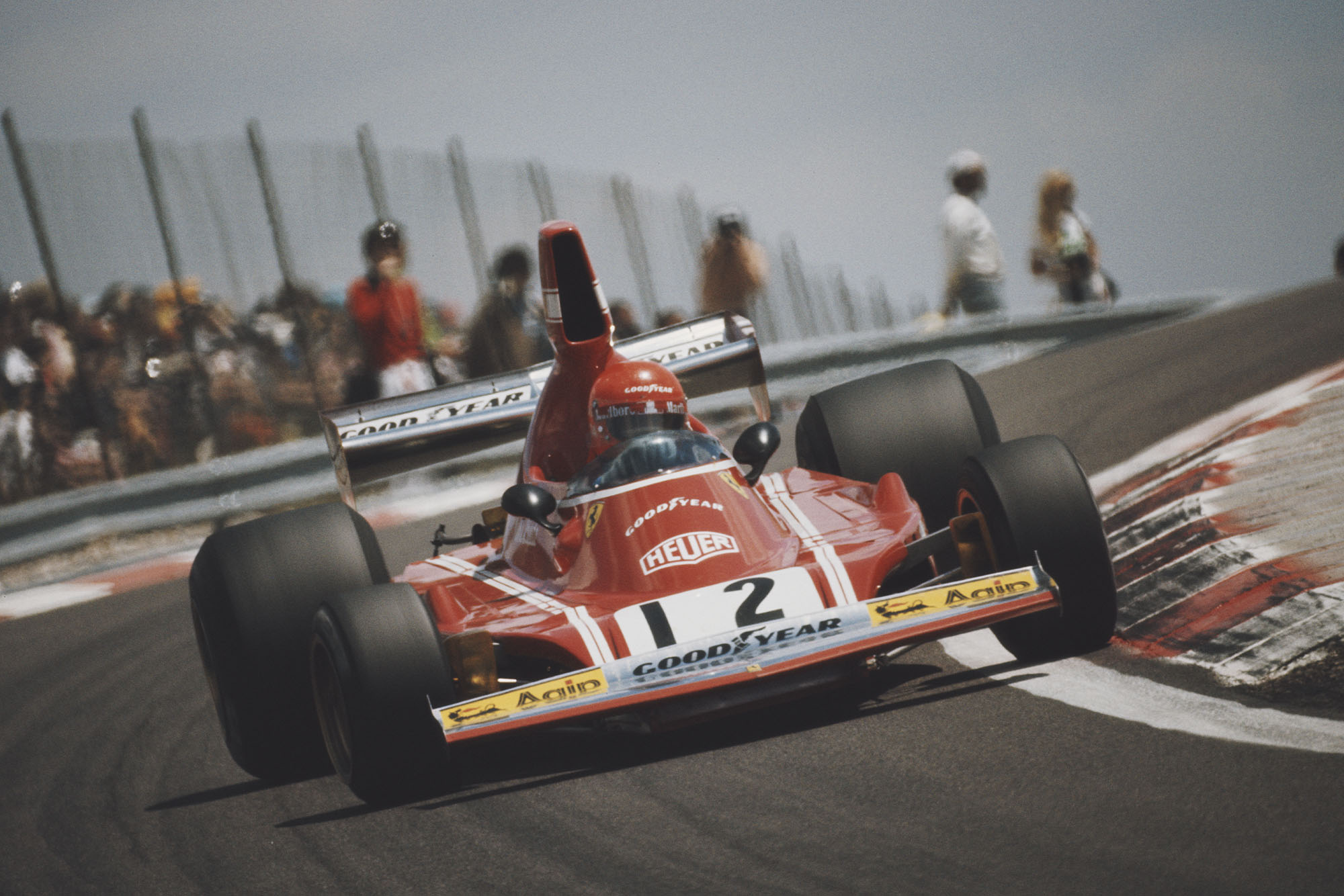 Niki Lauda (Ferrari) pushes hard at the 1974 French Grand Prix, Paul Ricard.