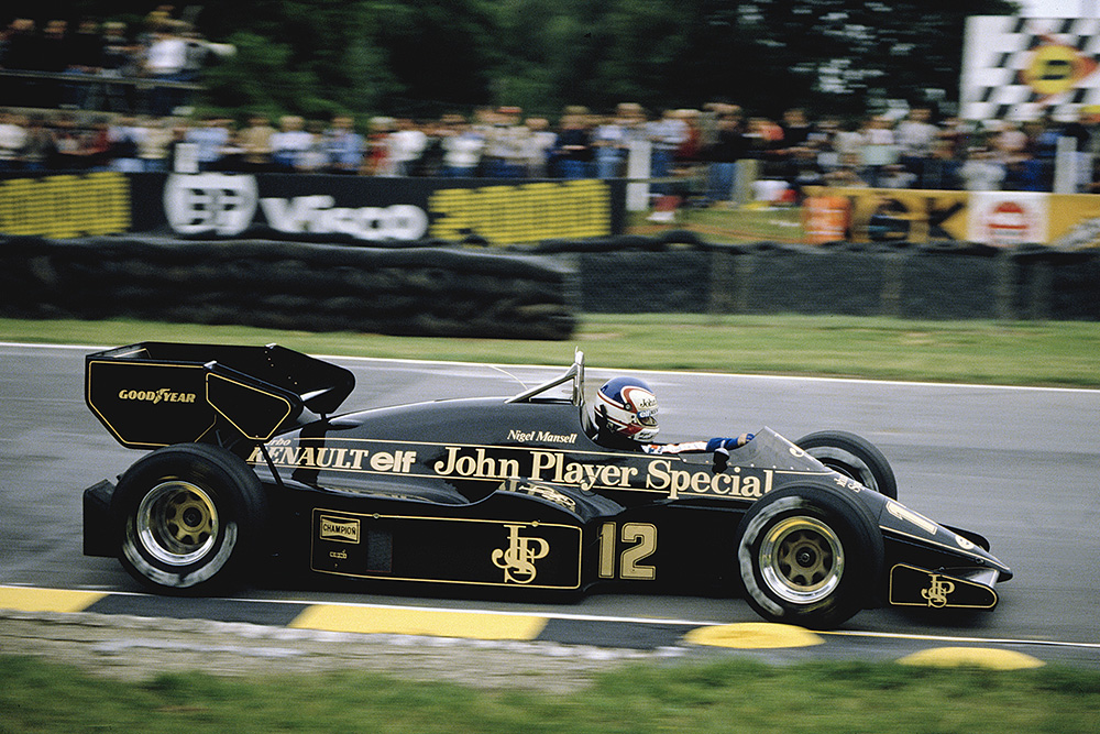 Nigel Mansell in his Lotus 95T Renault.