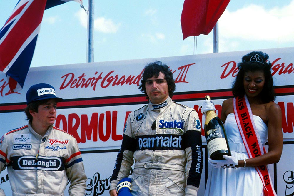 Winner Nelson Piquet and Martin Brundle on the podium.