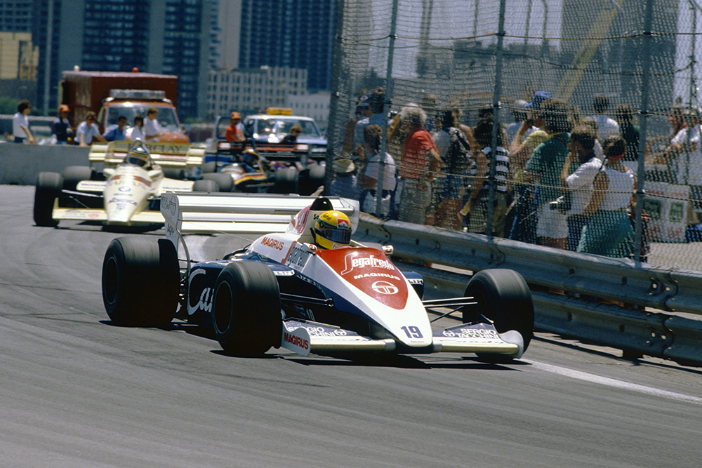 Ayrton Senna in his Toleman TG184-Hart.