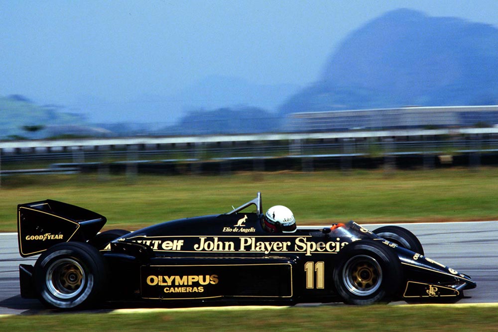 Elio de Angelis finishes 3rd at Jacarepagua.