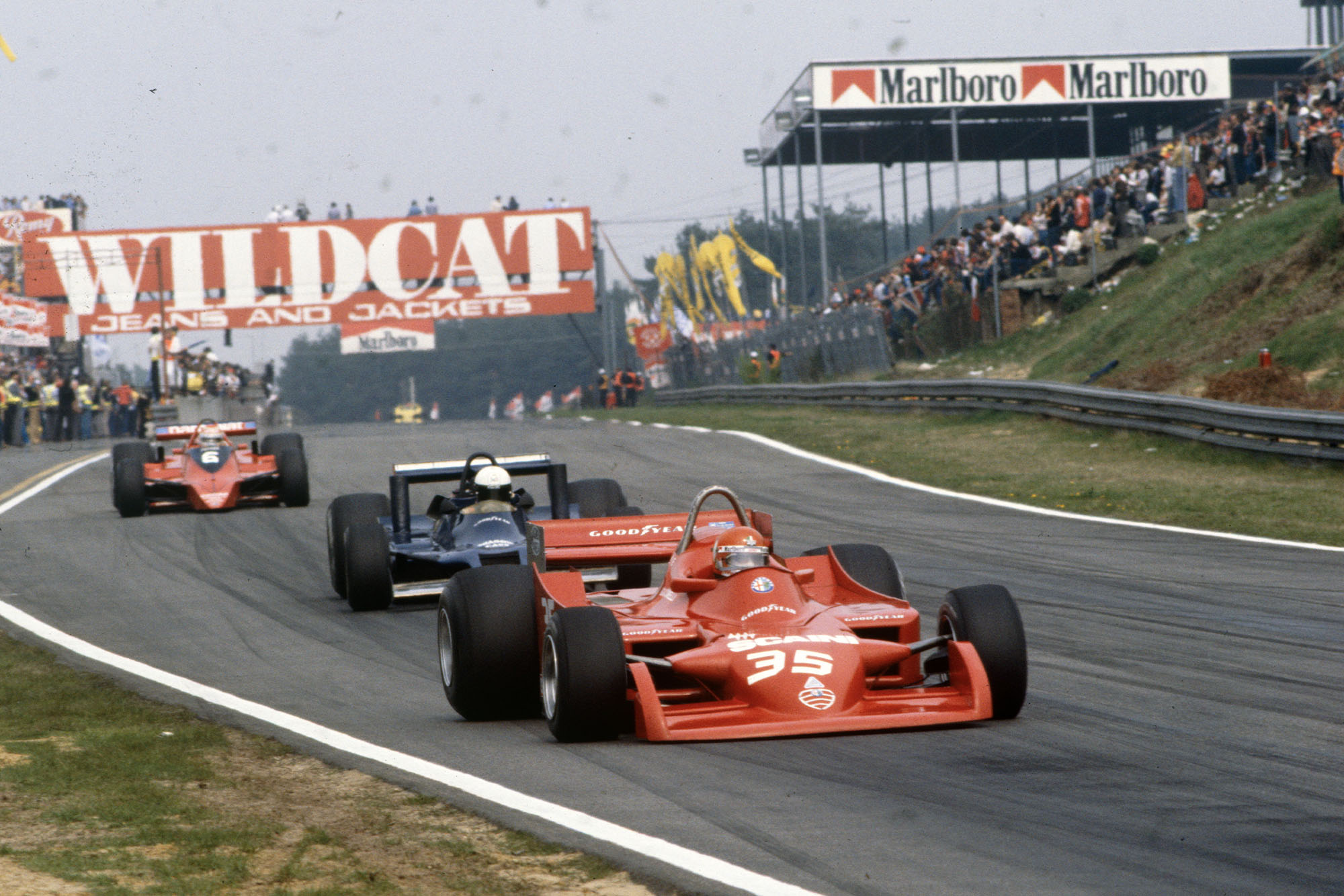 Alfa Romeo's Bruno Giacomelli competing at the 1979 Belgian Grand Prix, Zolder.