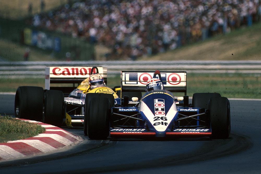 Phillipe Alliot driving in a Ligier JS27.