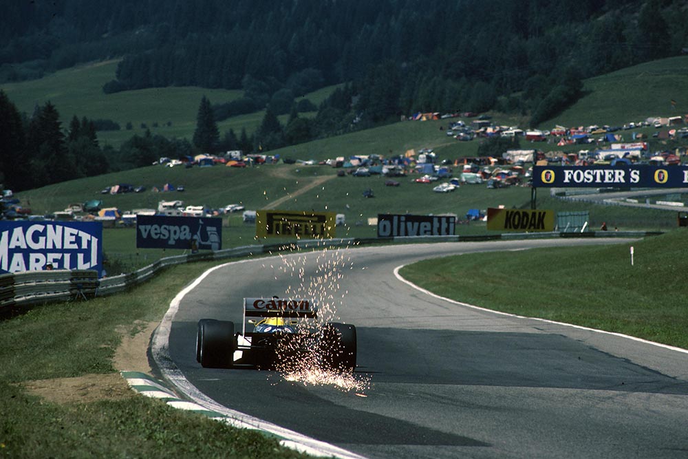 Nelson Piquet in s Williams FW11, did not finish the race.