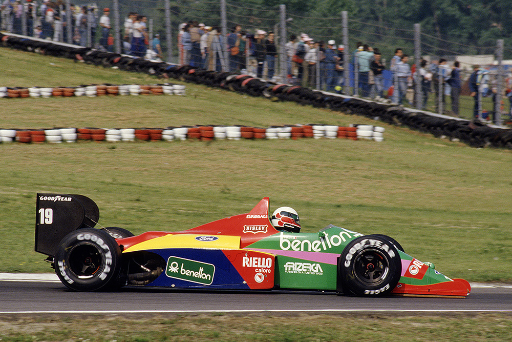 Teo Fabi driving his Benetton B187 Ford.