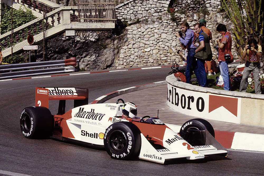 Stefan Johansson in his McLaren MP4/3 TAG Porsche.
