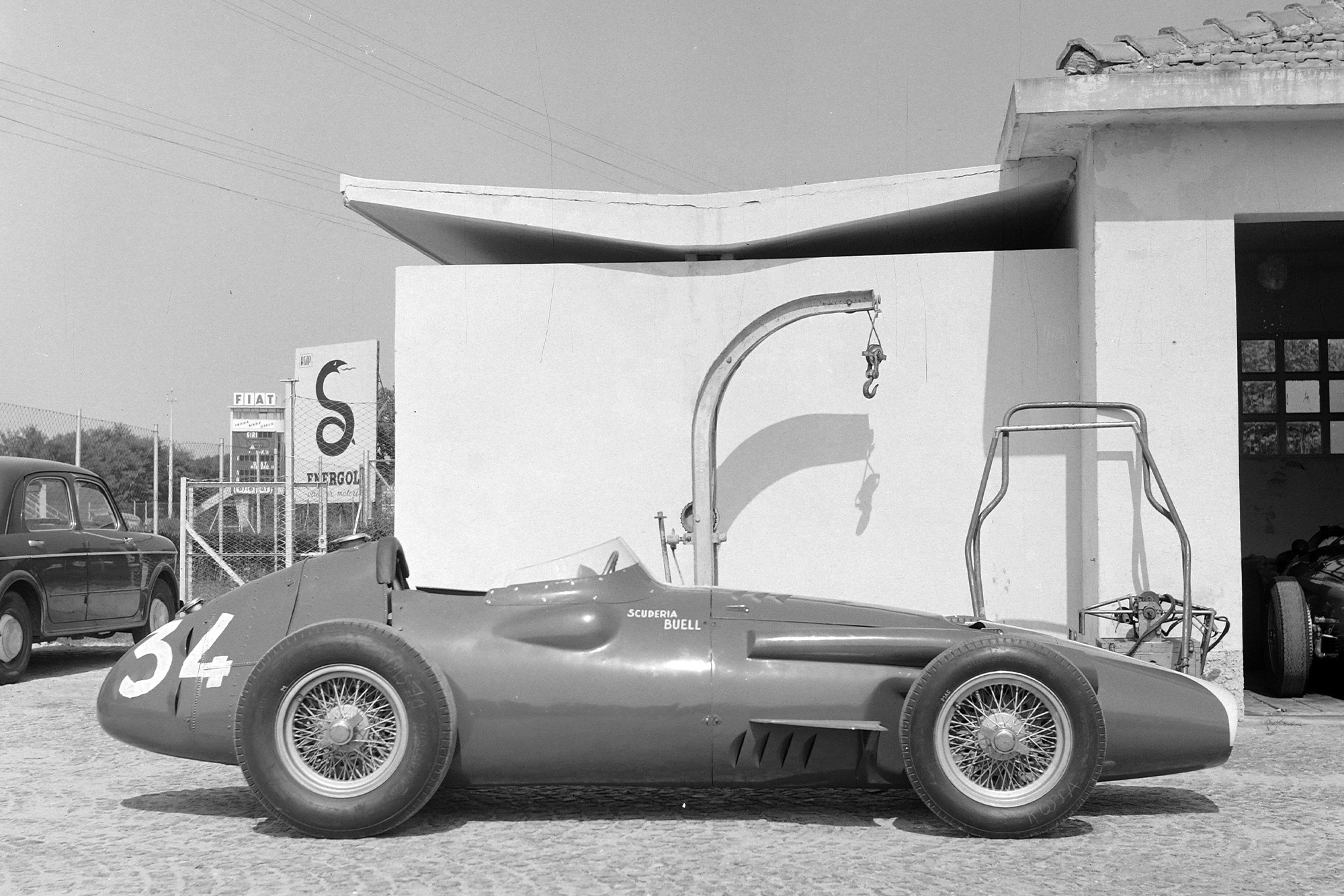 Carroll Shelby's Maserati 250F in the paddock