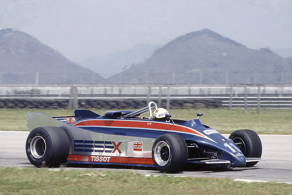 Elio de Angelis (Lotus 88-Ford Cosworth) during practice. The Lotus 88 was banned before qualifying.