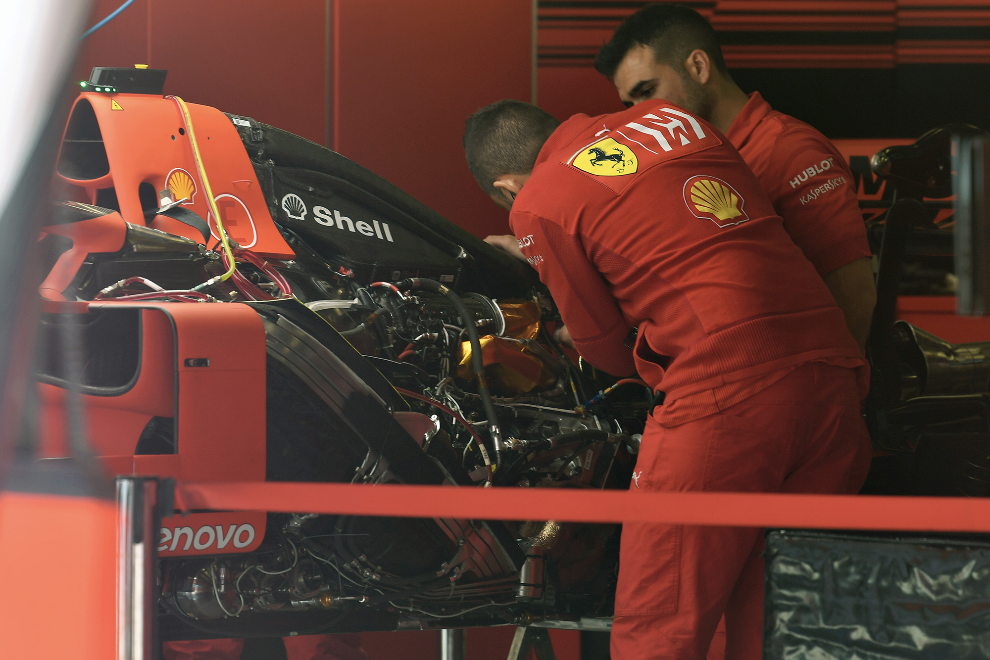 Ferrrai SF90 engine bay at the 2019 Spanish Grand Prix