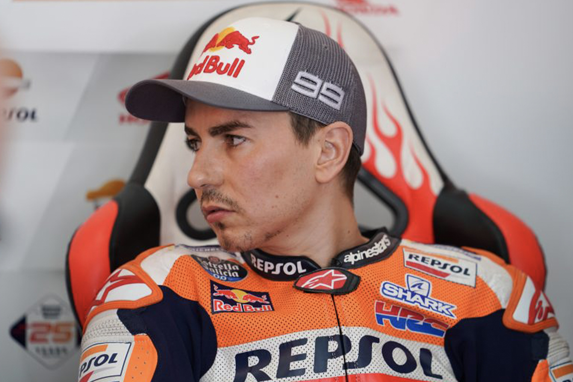 Jorge Lorenzo in the Repsol Honda garage