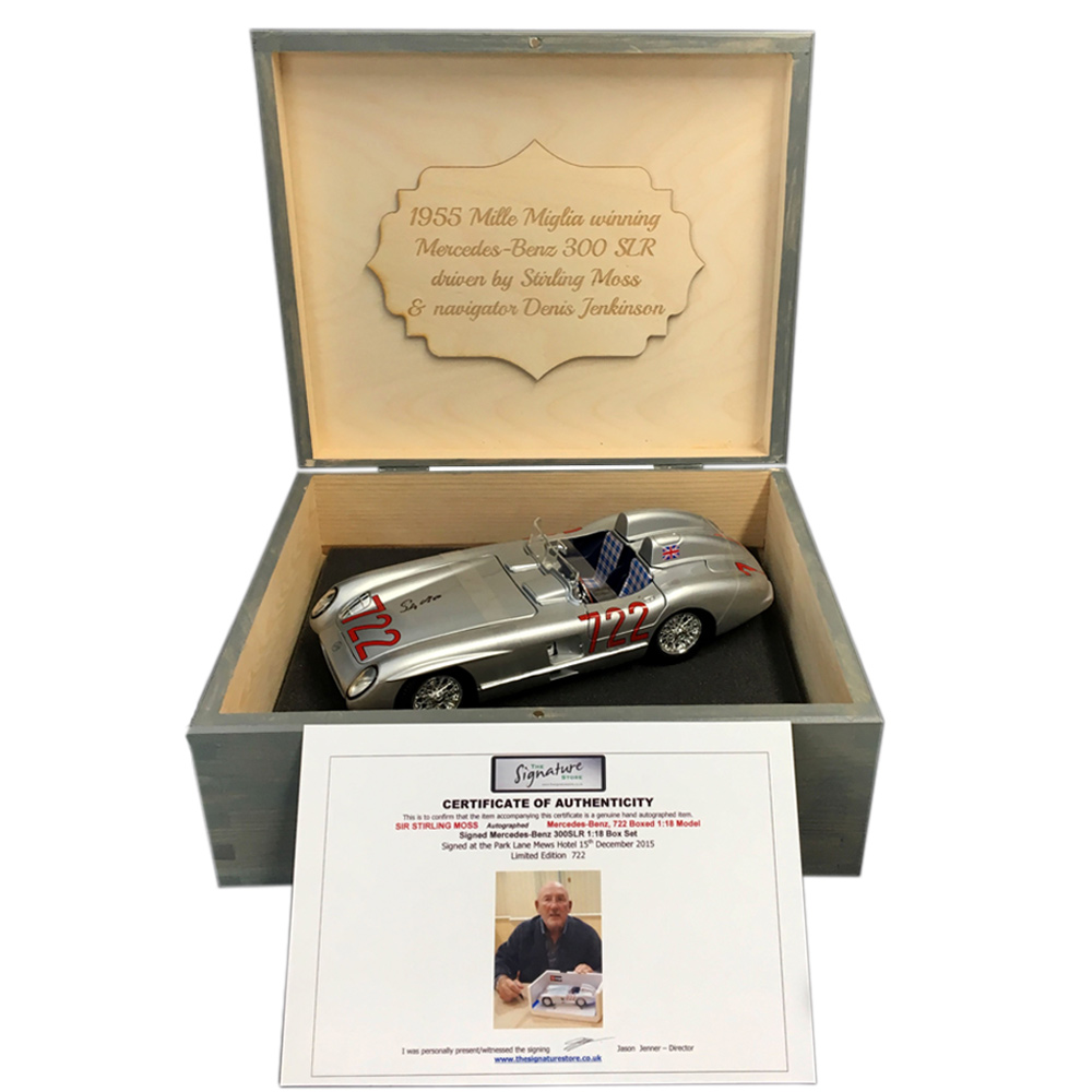 Product image for Stirling Moss - Mercedes-Benz 300 SLR - 1955 Mille Miglia | model | signed Stirling Moss | 1:18 scale