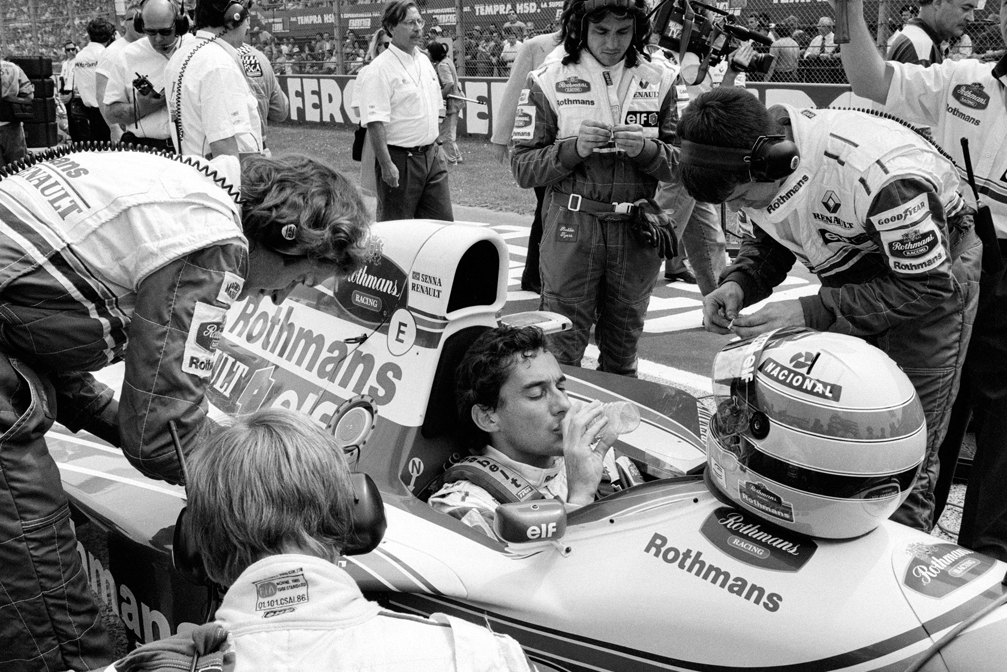 Ayrton Senna on the grid at the 1994 San Marino Grand Prix