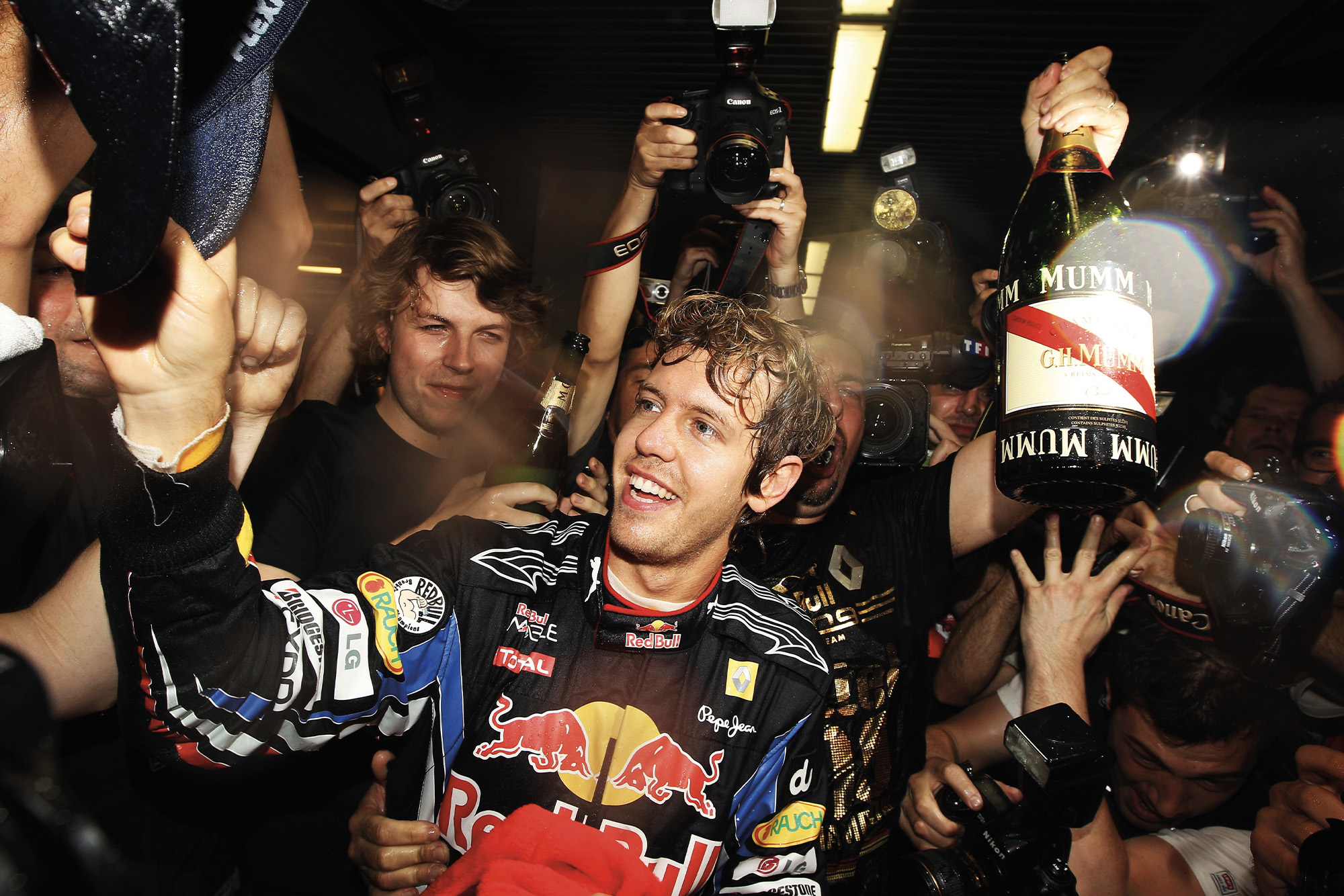 Sebastian Vettel celebrates