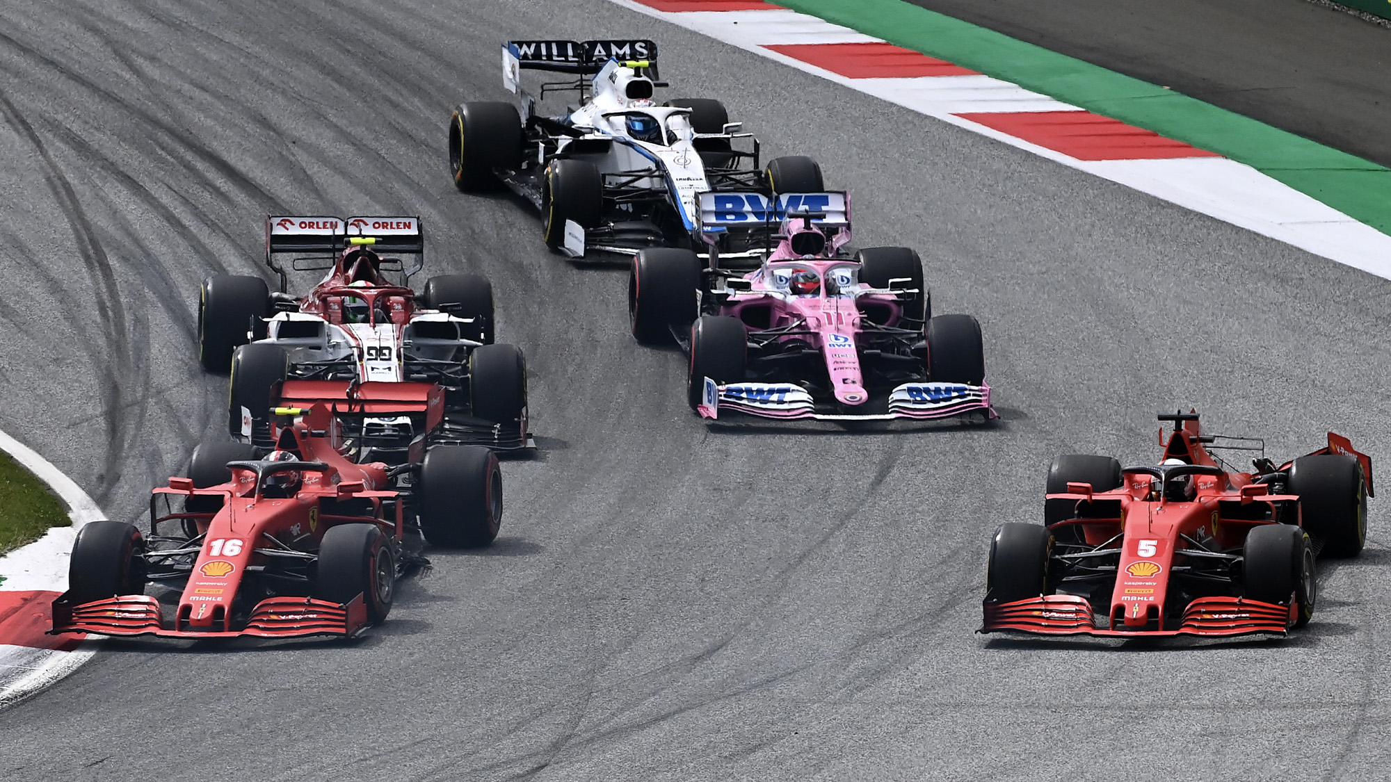 Charles Leclerc and Sebastian Vettel after colliding in the 2020 F1 Styrian Grand prix