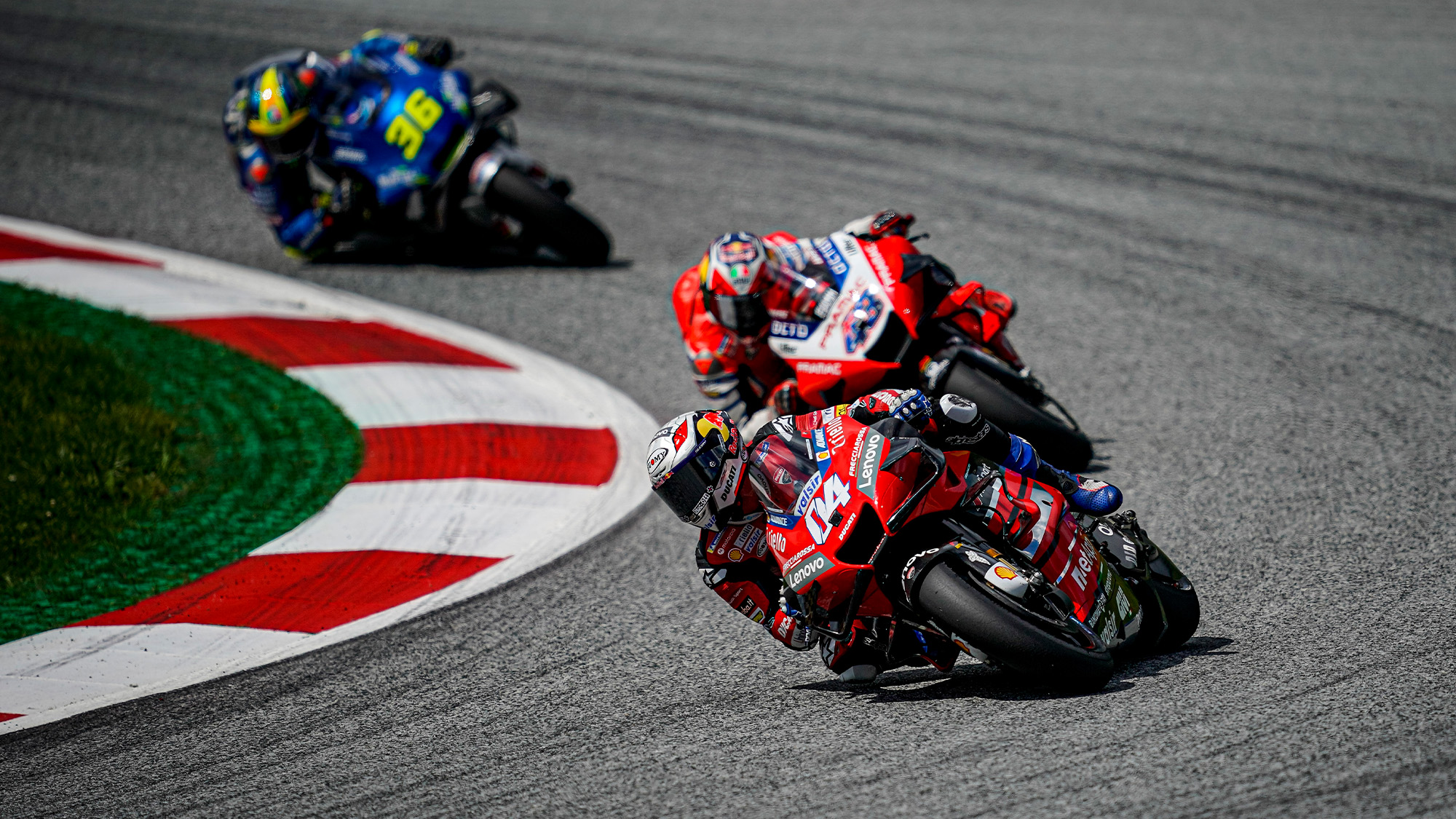 Andrea Dovizioso leading during the 2020 MotoGP Austrian Grand Prix at the Red Bull Ring