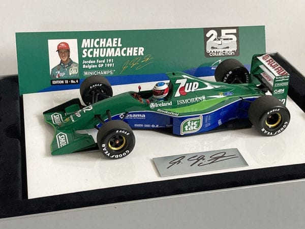Michael Schumacher Signed 1 18 Scale Jordan 191 Boxed Set Motor Sport Magazine