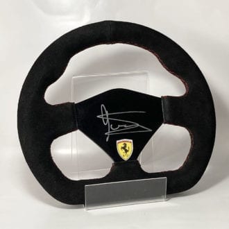 Product image for Jody Scheckter signed Ferrari racing steering wheel